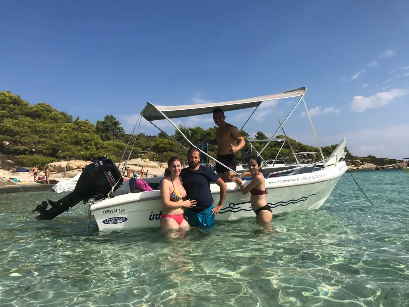 Into the Blue team on the beach at Vourvourou